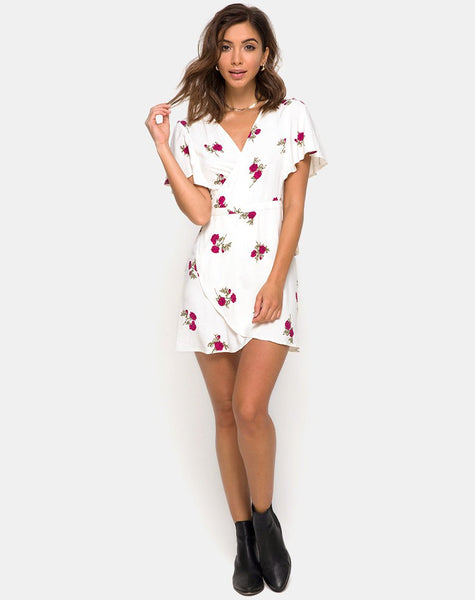 Rawa Wrap Dress in Grunge Rose Ivory