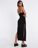 image of Rayuma Maxi Dress in Zebra Flock Black