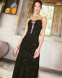 image of Rayuma Maxi Dress in Zebra Flock Black