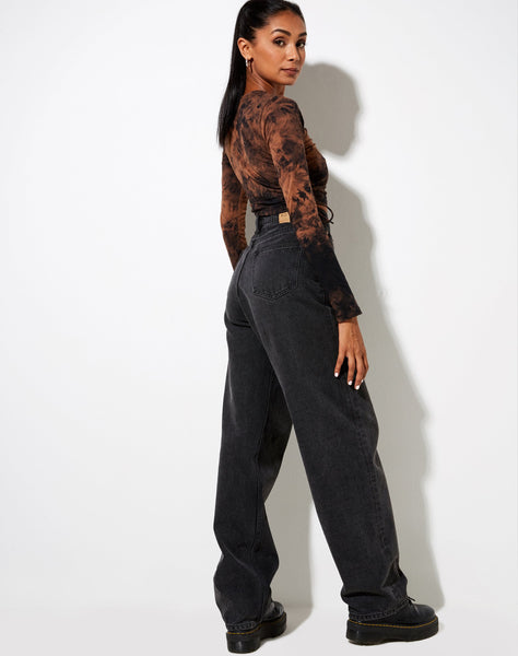 Image of Razelo Crop Top in Black Rust Tie Dye