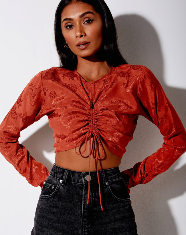 Image of Rean Crop Top in Satin Rose Copper