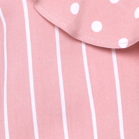 Reilly Cold Shoulder Bodice in Spot Stripe Pink and White