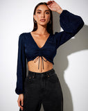 Reilo Crop Top in Satin Cheetah Navy