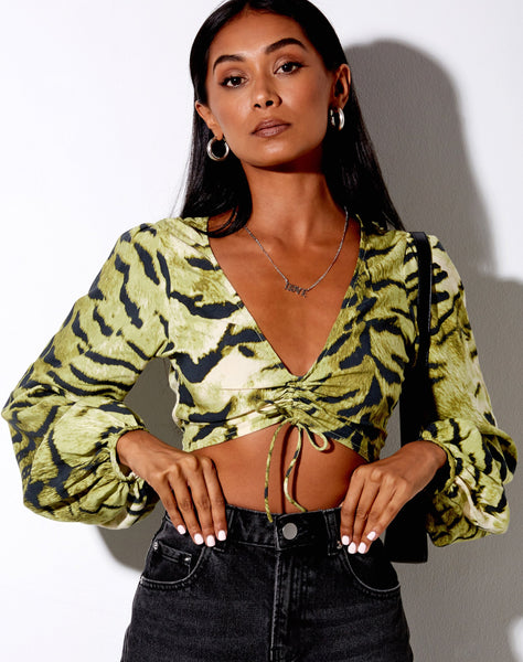 Reilo Crop Top in Tiger Full Khaki