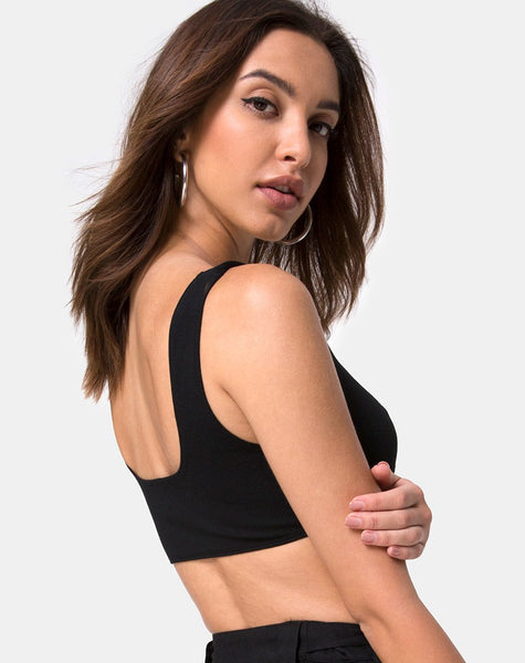 Reka Crop Top in Black with Silver Buckle