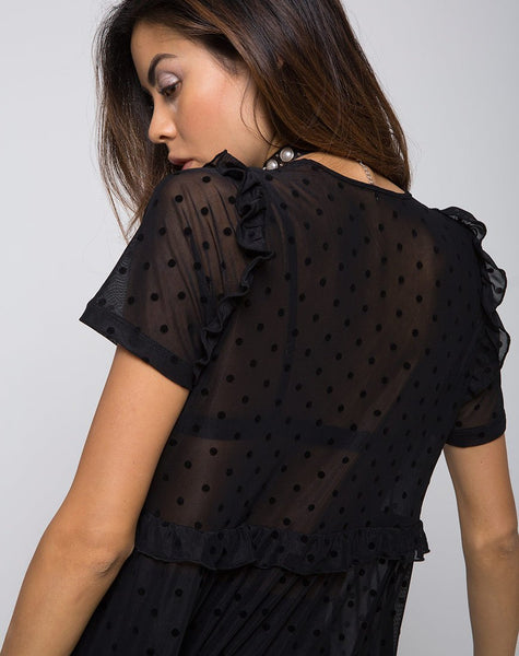 Remy Midi Dress in Polka Net black