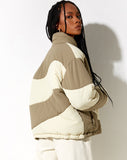 Image of Renee Puffa Jacket in Panelled Cream and Taupe