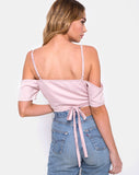 Renta Cold Shoulder Crop Top in Satin Blush