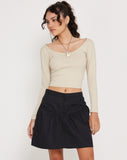 Image of Adini Mini Skirt in Black Poplin