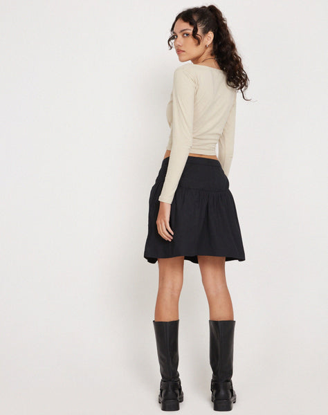 Image of Adini Mini Skirt in Black Poplin