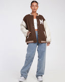 Image of Bama Varsity Jacket in Brown Beige