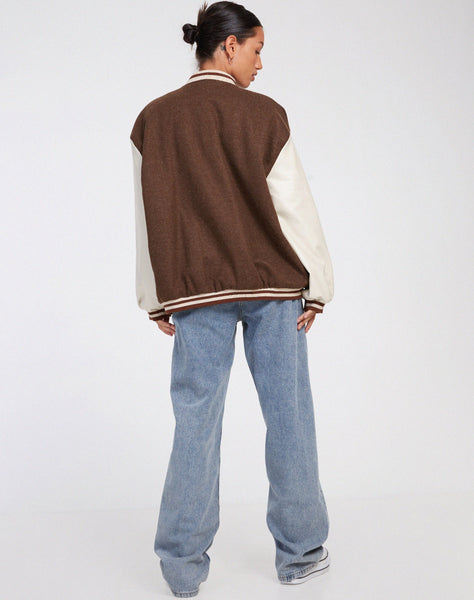 Image of Bama Varsity Jacket in Brown Beige