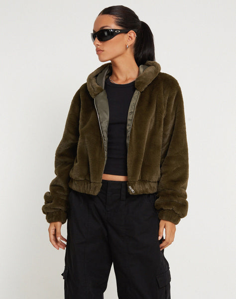 Image of Banowa Zip Up Jacket in Olive