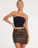 Image of Bora Mini Skirt in PU Patchwork Choco Brown