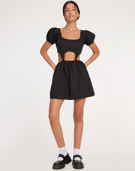 image of Brynlie Mini Dress in Poplin Black