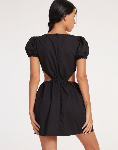 image of Brynlie Mini Dress in Poplin Black