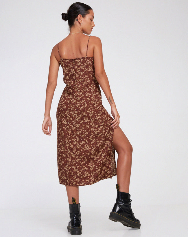 IMAGE OF Cypress Maxi Dress in Earthy Floral Brown