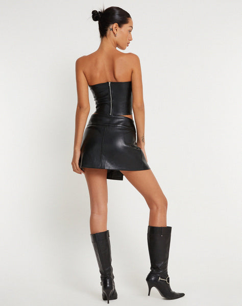 Image of Rolo Mini Skirt in PU Black