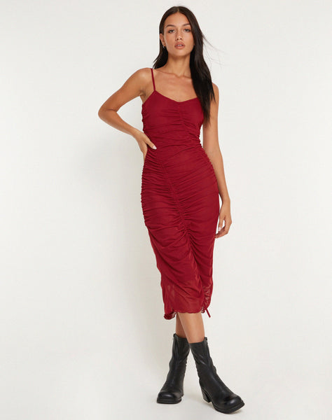 Image of Dulcia Midi Dress in Burgundy