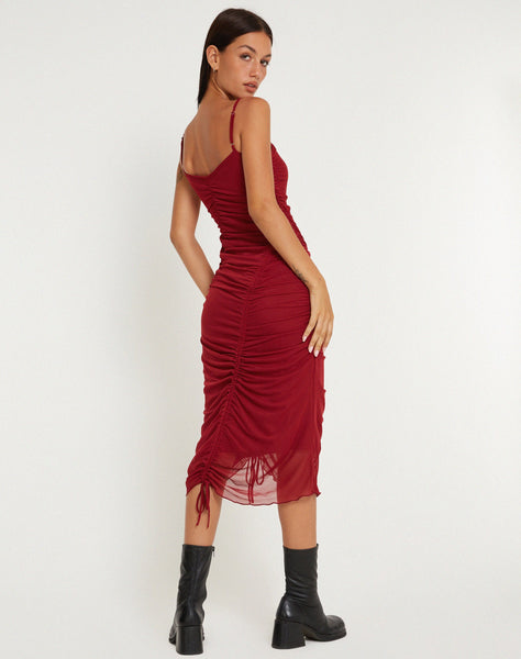 Image of Dulcia Midi Dress in Burgundy