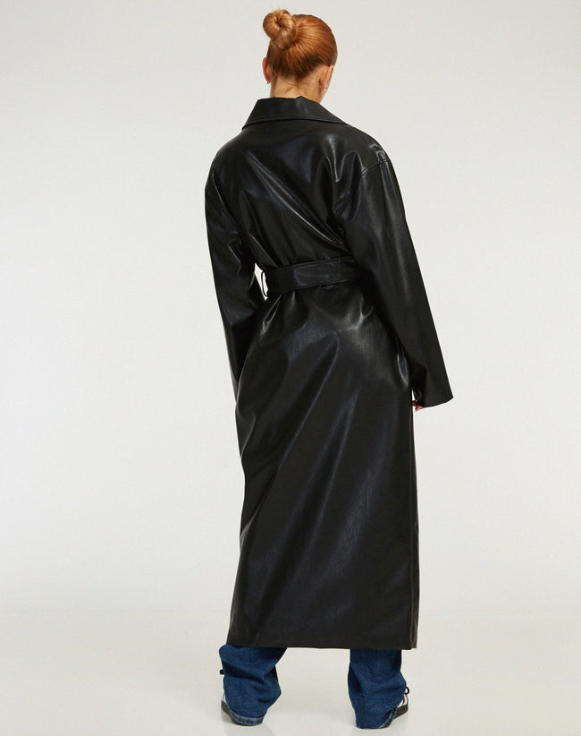 image of Ejo Trench Coat in PU Black