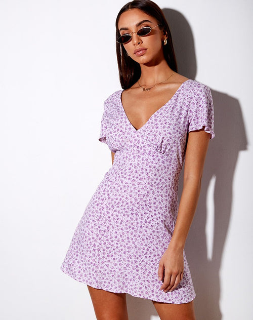 Elara Dress in Ditsy Rose Lilac