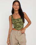 image of Elciva Corset Top in Rose Flock Loden Green