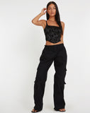 image of Ello Corset Top in Black Rose Flock