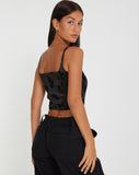 image of Ello Corset Top in Black Rose Flock