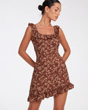 IMAGE OF Felirose Slip Dress in Earthy Floral Brown