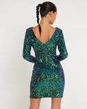 image of Gabby Mini Dress in Sequin Green Iridescent