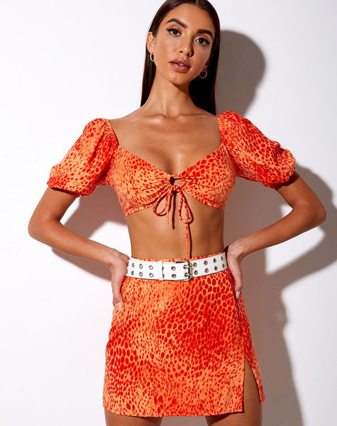 Chelin Crop Top in Gradient Cheetah Tangerine