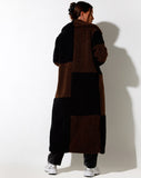 Image of Humus Teddy Coat in Panelled Chocolate and Black