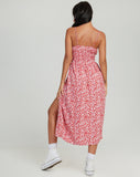 image of Jeyro Midi Dress in Ditsy Butterfly Peach and Red