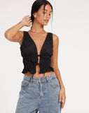 image of Kayson Crop Top in Poplin Black