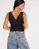 image of Kayson Crop Top in Poplin Black