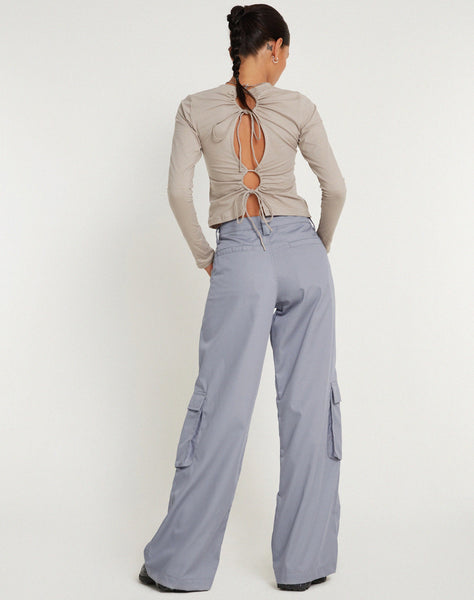 image of Lovis Low Rise Cargo Trouser in Grey