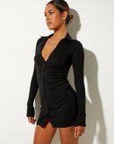 Image of Luiza Mini Dress in Rib Black