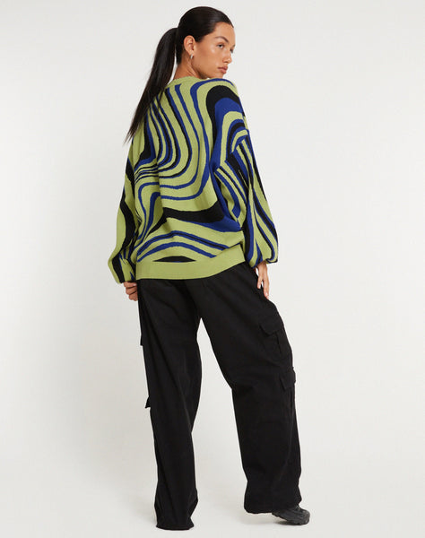 Image of Mably Oversized Jumper in Mega Ripple Green