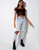 Marilla Crop Top in Black Organza