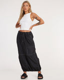 image of Masao Maxi Skirt in Parachute Black with White Stitch