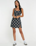 IMAGE OF Mehra Slip Dress in 20's Check Black and Grey