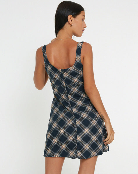 IMAGE OF Mehra Slip Dress in 20's Check Black and Grey