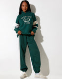 Mora Hoodie in Forest Green and Winter White Sporting Club Mix Embro