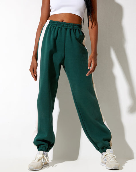 Image of Basile Jogger in Forest Green and Winter White