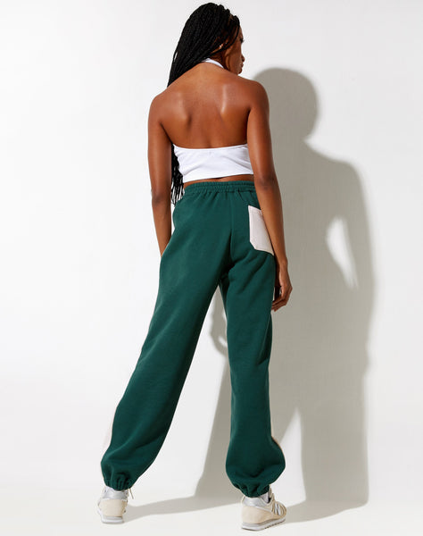 Image of Basile Jogger in Forest Green and Winter White