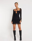 image of Naisa Mini Dress in Mesh Black