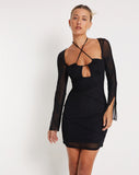 image of Naisa Mini Dress in Mesh Black