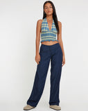 image of Naoki Crop Top in Colourpop Check Green and Blue