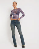 image of Narita Long Sleeve Mesh Crop Top in Smokey Gradients Purple